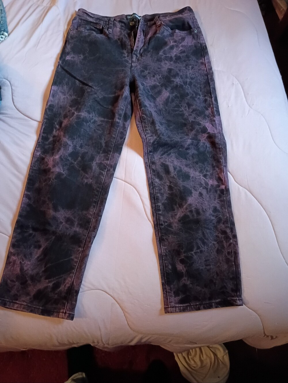 NWOT Fashion Nova Tie Dye Purple And Black Jeans.